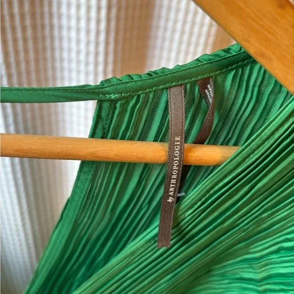 Anthropologie Elegant Green Pleated Dress - Picture 5 of 5